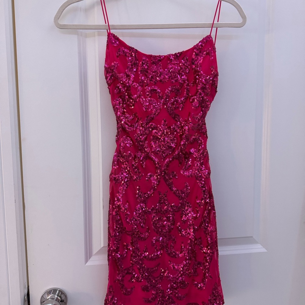 Macy's Vibrant Pink Sequin Mini Dress
